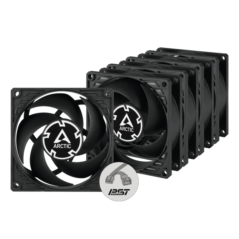 VENTILATOR ARCTIC PC, P8 PWM PST (Black) - 5 Pack,