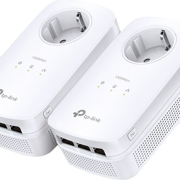KIT ADAPTOR POWERLINE TP-LINK tehnologie AV2, AV1300, pana la 1300Mbps, 3 porturi Gigabit, priza AC, 2 buc. 