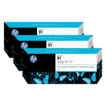 Tri-Pack Original HP Light Grey, nr.91, pentru DesignJet Z6100, 3x775ml, (timbru verde 0.45 lei)