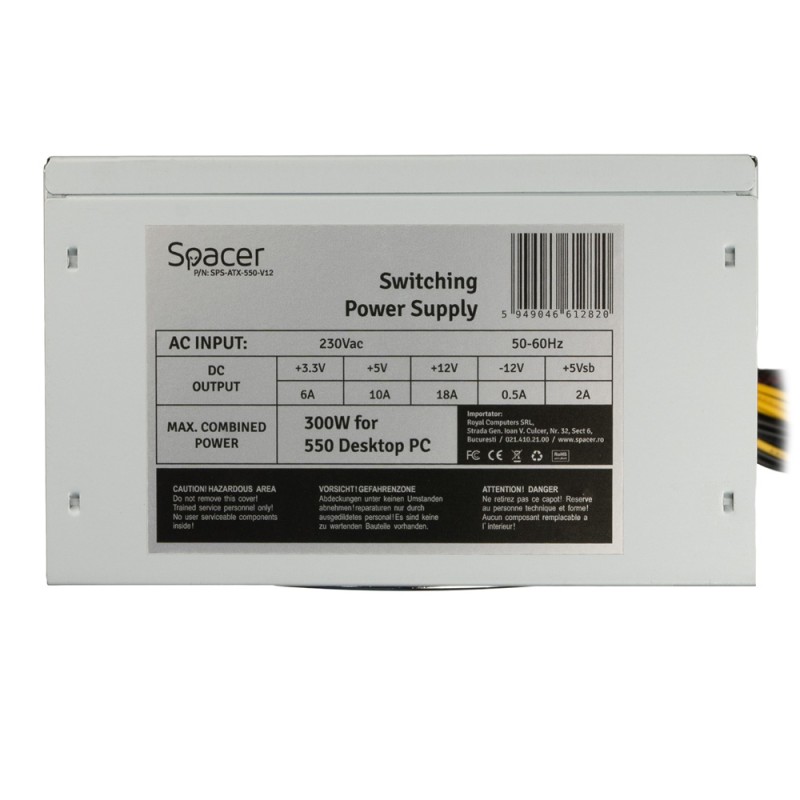 SURSA SPACER 550, 300W for 550 Desktop PC, fan 120mm, Switch ON/OFF 