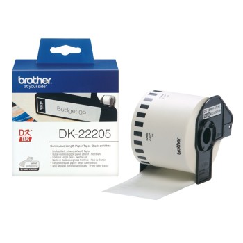 Banda Continua Hartie  Original Brother Black on White, DK22205, pentru P-TOUCH QL-1100|1110|800|810|1050|1060|500|560|570|580|650|701, 62mmX30.48m, incl.TV 0 RON, 