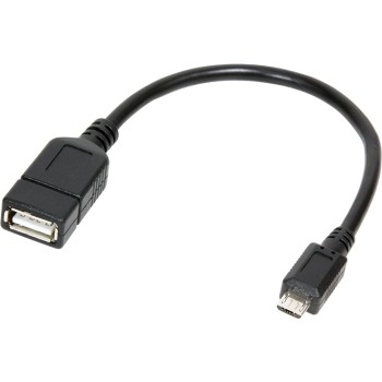 CABLU adaptor OTG LOGILINK, pt. smartphone, Micro-USB 2.0 (T) la USB 2.0 (M), 20cm, asigura conectarea telef. la o tastatura, HUB, stick, etc., negru, 
