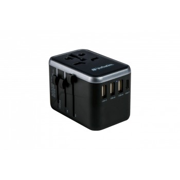 Adaptor universal Verbatim UTA-04, 6-in-1Priza cu USB-C PD si QC, USB-C, 3 x USB-A 