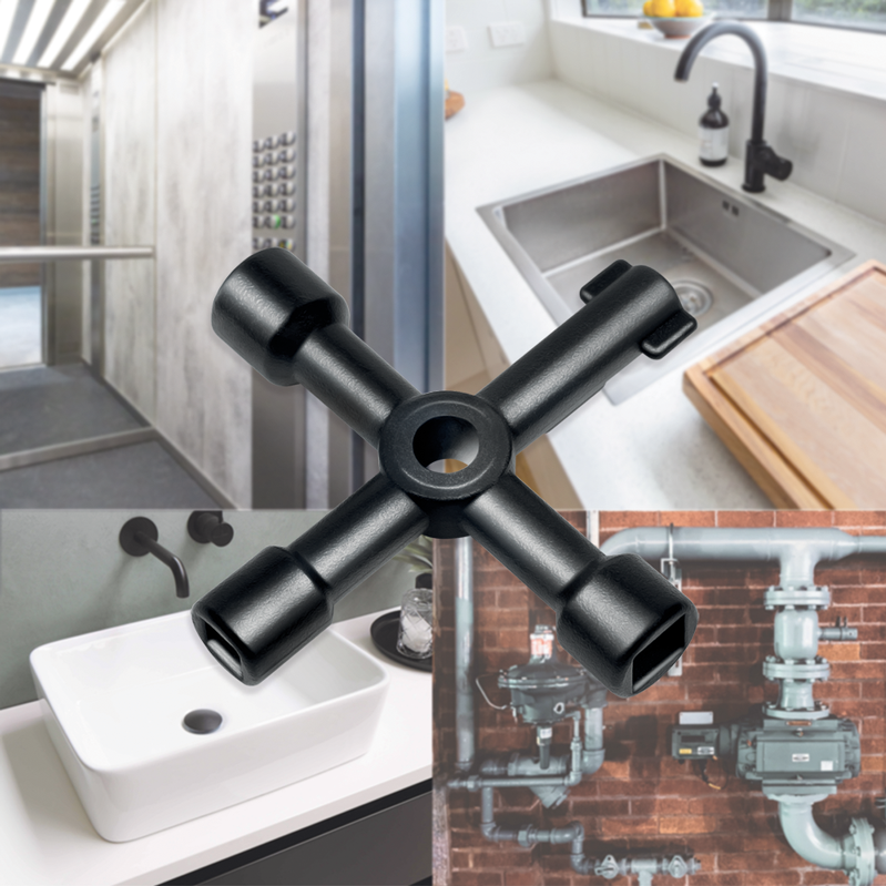 CHEIE UNIVERSALA in cruce Logilink, pentru cabinete, 4 tipuri de cheie, aliaj zinc, black, 