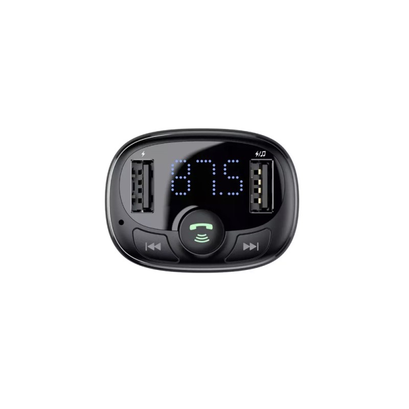 MODULATOR AUTO FM Baseus T-Typed,BT 4.2, 2 x USB 5V/3.4A max,12V-24V, frecv FM: 87,5-108.0MHZ, MP3/WAV/FLAC/APE/WMA,answer/reject/hang up/redial, bk 