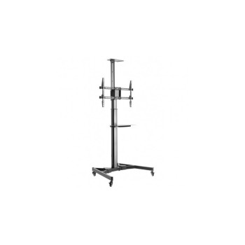 Stand TV mobil pe roti, raft pentru dispozitive multimedia, 37 - 70 inch, reglabil, TECHLY, negru, ICA-TR46 