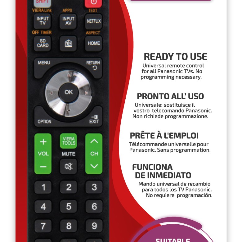 TELECOMANDA UNIVERSALA Superior, compatibila televizoare PANASONIC, bateriile (2 x AAA) nu sunt incluse, negru 