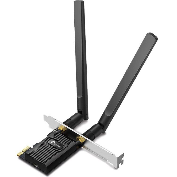 ADAPTOR RETEA TP-LINK AX1800, extern wireless 2.4 GHz | 5 GHz, PCI-E port, 1800 Mbps, WI-FI 6 si Bluetooth 5.2, antena externa x 2, 