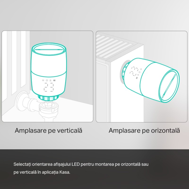 ROBINET CU TERMOSTAT si valva TP-Link, frecventa functionare 868 MHz, contine 2 baterii AA 