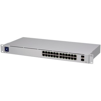Ubiquiti UniFi Switch 24 is a fully managed Layer 2 switch with (24) Gigabit Ethernet ports and (2) Gigabit SFP ports for fiber connectivity 