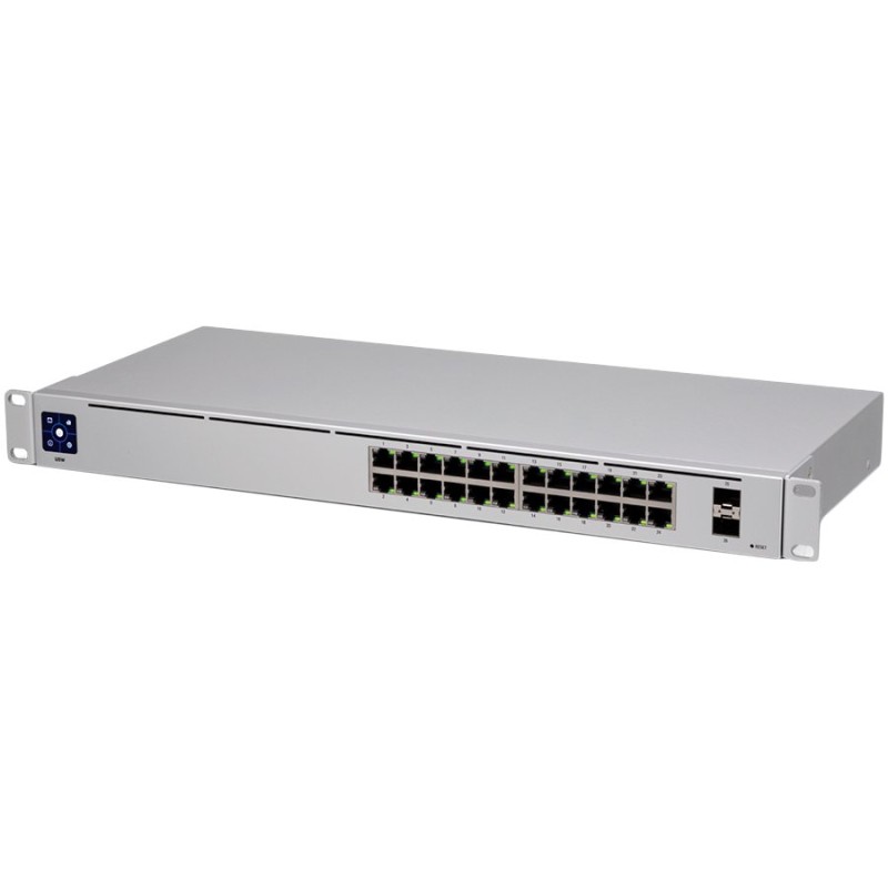 Ubiquiti UniFi Switch 24 is a fully managed Layer 2 switch with (24) Gigabit Ethernet ports and (2) Gigabit SFP ports for fiber connectivity 