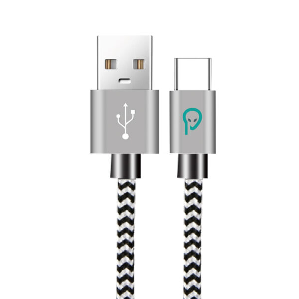 CABLU alimentare si date SPACER, pt. smartphone, USB 3.0 (T) la Type-C (T), 2.1A,  braided, retail pack, 1m, zebra,
