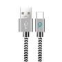 CABLU alimentare si date SPACER, pt. smartphone, USB 3.0 (T) la Type-C (T), 2.1A,  braided, retail pack, 1m, zebra,