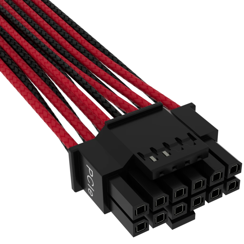 Corsair Cablu premium 12+4pin, PCIe Gen 5, 12VHPWR, 600W, Type 4, fire invelite individual, Rosu/Negru 