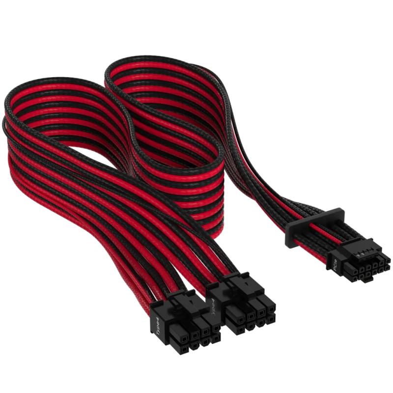 Corsair Cablu premium 12+4pin, PCIe Gen 5, 12VHPWR, 600W, Type 4, fire invelite individual, Rosu/Negru 