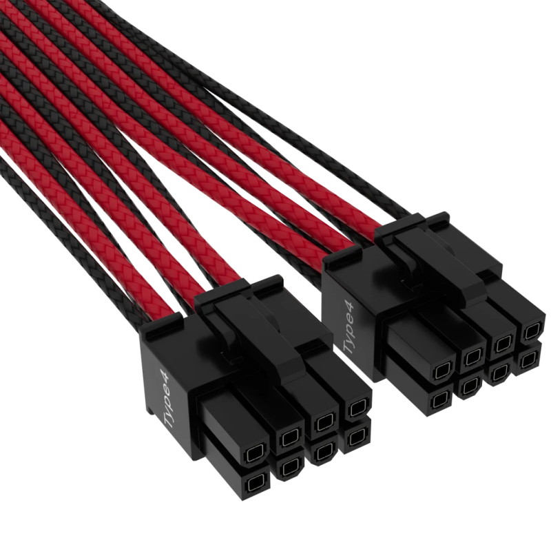Corsair Cablu premium 12+4pin, PCIe Gen 5, 12VHPWR, 600W, Type 4, fire invelite individual, Rosu/Negru 