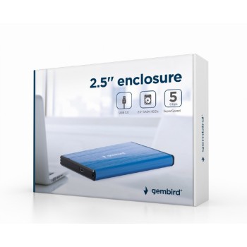 RACK extern GEMBIRD, pt HDD, 2.5 inch, S-ATA, interfata PC USB 3.0, aluminiu, albastru, 