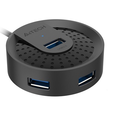 HUB extern A4TECH, porturi USB-A: USB 3.0 x 4, conectare prin USB , cablu 1.0 m, negru, 