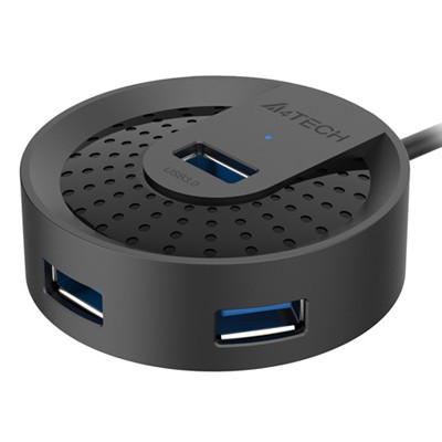 HUB extern A4TECH, porturi USB-A: USB 3.0 x 4, conectare prin USB , cablu 1.0 m, negru, 