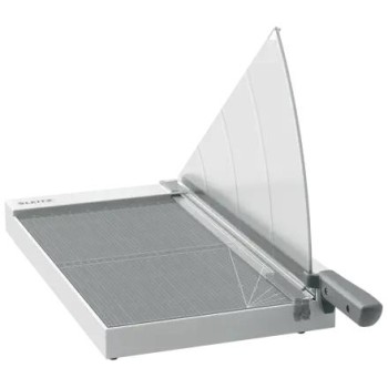 Ghilotina Leitz Home Office Precision, format A3, capacitate 10 coli 80gsm, dim. 346x616x346mm, otel inoxidabil, pat lemn laminat negru, 