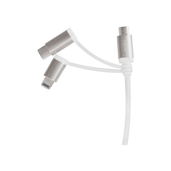 CABLU alimentare si date LOGILINK, telefon, 3 + 1, USB 2.0 (T) la Lightning (T) + Micro-USB 2.0 (T) + USB 2.0 Type-C (T), 1m, argintiu, 