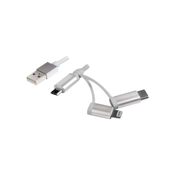 CABLU alimentare si date LOGILINK, telefon, 3 + 1, USB 2.0 (T) la Lightning (T) + Micro-USB 2.0 (T) + USB 2.0 Type-C (T), 1m, argintiu, 