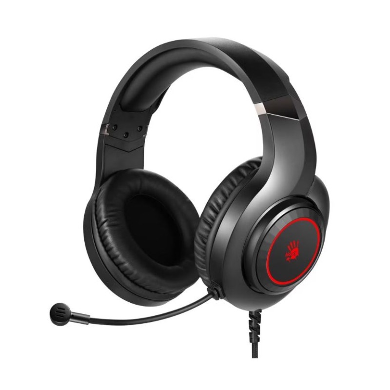 CASTI A4TECH Bloody gaming, cu fir, tip standard, utilizare multimedia (PC and more), microfon pe casca, iluminare, negru, USB, cablu 2m, 