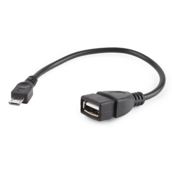 CABLU adaptor OTG GEMBIRD, pt. smartphone, Micro-USB 2.0 (T) la USB 2.0 (M), 15cm, asigura conectarea telef. la o tastatura, mouse, HUS, stick, etc., negru, 