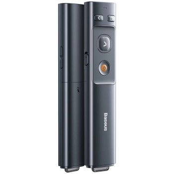 PRESENTER laser Orange Dot Baseus RF2.4GHz, laser rosu, distanta maxima 100m, transmitator USB/USB Type-C, gri 