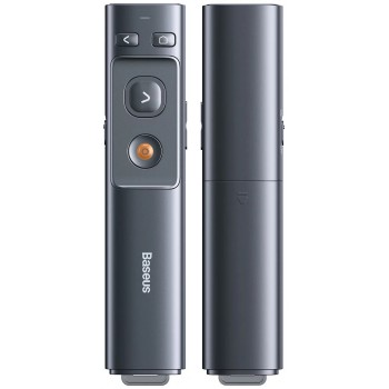 PRESENTER laser Orange Dot Baseus RF2.4GHz, laser rosu, distanta maxima 100m, transmitator USB/USB Type-C, gri 