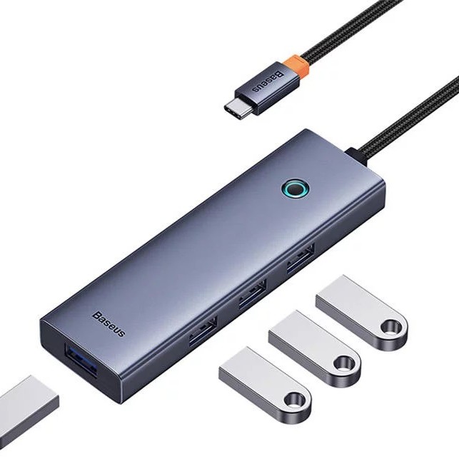 HUB USB Baseus UltraJoy 4 in 1, input USB Type-C, output 4 x USB 3.0, gri 