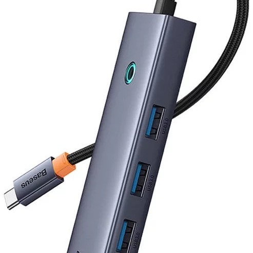 HUB USB Baseus UltraJoy 4 in 1, input USB Type-C, output 4 x USB 3.0, gri 