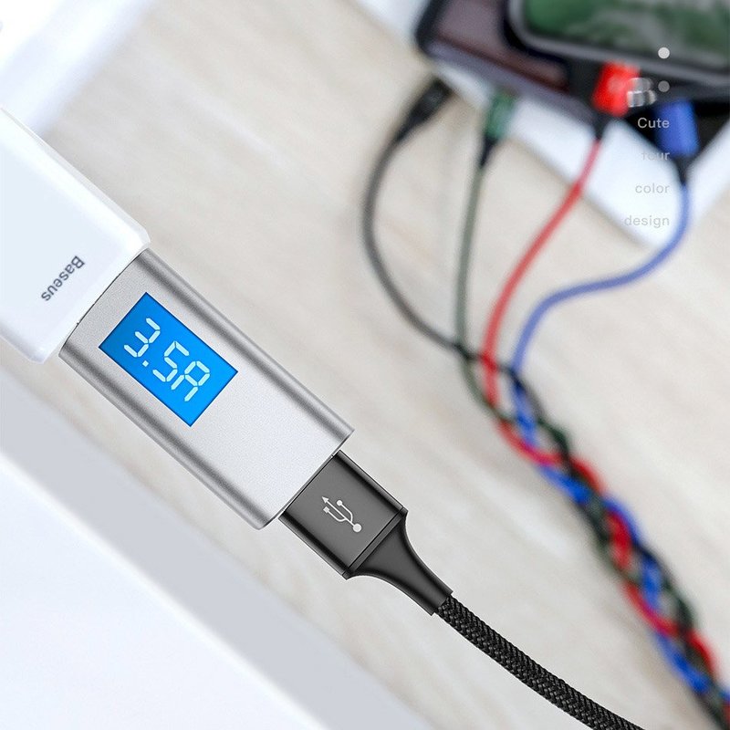 CABLU alimentare si date Baseus, Fast Charging Data Cable pt. smartphone, 4 in 1, USB la 2 x USB-C /1 x Lightning / 1 x microUSB, 1.2m, braided, negru 