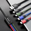 CABLU alimentare si date Baseus, Fast Charging Data Cable pt. smartphone, 4 in 1, USB la 2 x USB-C /1 x Lightning / 1 x microUSB, 1.2m, braided, negru 