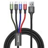 CABLU alimentare si date Baseus, Fast Charging Data Cable pt. smartphone, 4 in 1, USB la 2 x USB-C /1 x Lightning / 1 x microUSB, 1.2m, braided, negru 