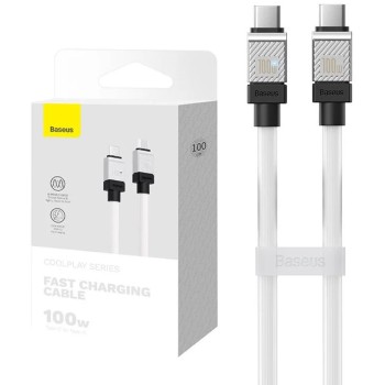 CABLU alimentare si date Baseus, Fast Charging Data Cable pt. smartphone, USB Type-C (T) la USB Type-C (T),  E-marker, 100W, 1m, alb, 