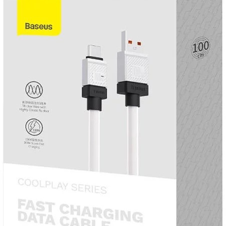 CABLU alimentare si date Baseus, Fast Charging Data Cable pt. smartphone, USB (T) la USB Type-C (T), 100W, 1m, alb, 