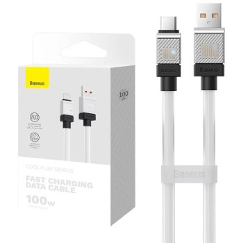 CABLU alimentare si date Baseus, Fast Charging Data Cable pt. smartphone, USB (T) la USB Type-C (T), 100W, 1m, alb, 