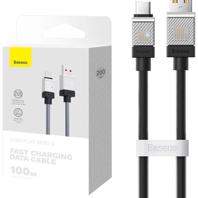 CABLU alimentare si date Baseus, Fast Charging Data Cable pt. smartphone, USB (T) la USB Type-C (T), 100W, 2m, negru, 