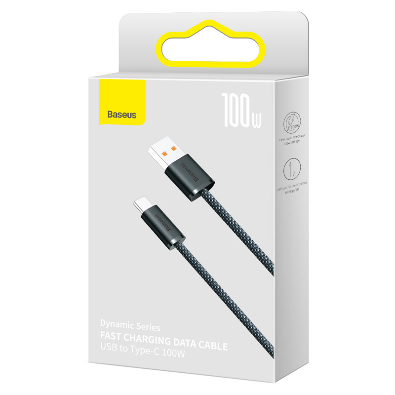 CABLU alimentare si date Baseus, Dynamic Fast Charging Data Cable pt. smartphone, USB (T) la USB Type-C (T), 100W, braided, 1m, gri, 