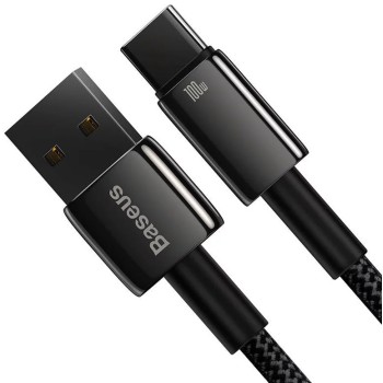 CABLU alimentare si date Baseus, Fast Charging Data Cable pt. smartphone, USB la USB Type-C (T), 100W, 480Mbps, aliaj zinc, braided(nylon),1m, negru, 