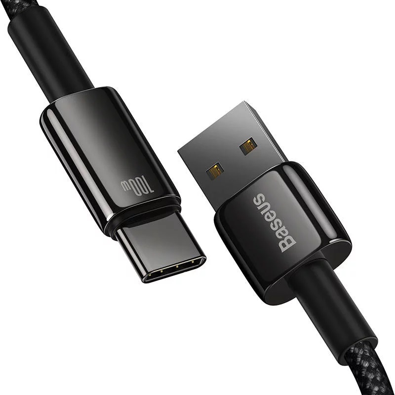 CABLU alimentare si date Baseus, Fast Charging Data Cable pt. smartphone, USB la USB Type-C (T), 100W, 480Mbps, aliaj zinc, braided(nylon),1m, negru, 