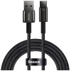 CABLU alimentare si date Baseus, Fast Charging Data Cable pt. smartphone, USB la USB Type-C (T), 100W, 480Mbps, aliaj zinc, braided(nylon),1m, negru, 