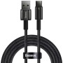 CABLU alimentare si date Baseus, Fast Charging Data Cable pt. smartphone, USB la USB Type-C (T), 100W, 480Mbps, aliaj zinc, braided(nylon),2m, negru, 
