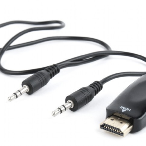 ADAPTOR video GEMBIRD, splitter HDMI (T) la VGA (M) + Jack 3.5mm (T), rezolutie maxima Full HD (1920 x 1080) la 60Hz, cablu audio 3.5 mm jack, black, 