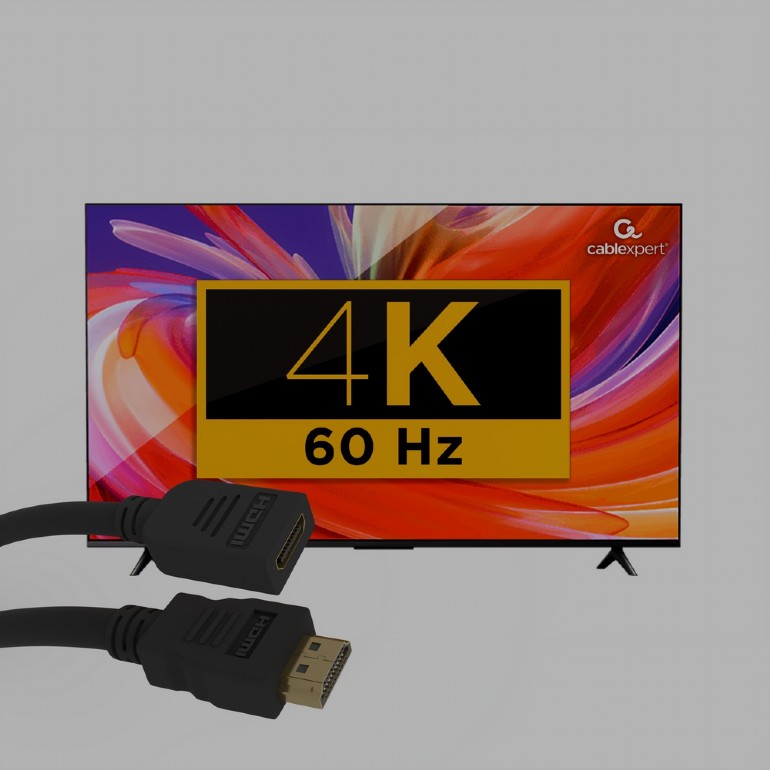 CABLU video GEMBIRD, HDMI (T) la HDMI (M) 2.0, 1.8m, prelungitor, conectori auriti, rezolutie maxima 4K (3840 x 2160) la 60 Hz, Cu, negru, 