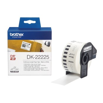 Banda Continua Hartie  Original Brother Black on White, DK22225, pentru P-TOUCH QL-1100|1110|800|810|1050|1060|500|560|570|580|650|700, 38mmX30.48m, incl.TV 0 RON, 