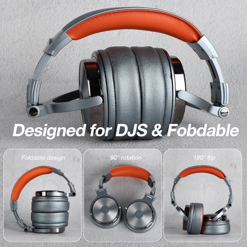 Casca OneOdio cu fir detasabil, tip over ear, utilizare profesionala, DJ, conectare prin Jack 3.5 mm | Jack 6.35 mm, difuzor 50 mm, impedanta 32 Ohm, gri, 