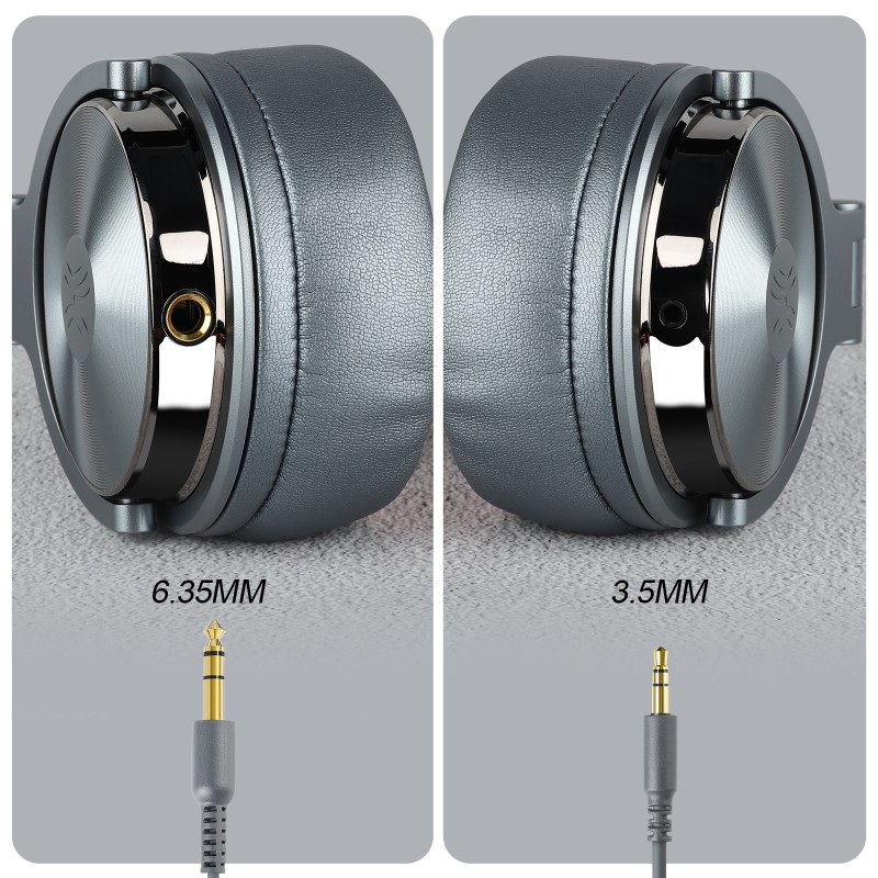 Casca OneOdio cu fir detasabil, tip over ear, utilizare profesionala, DJ, conectare prin Jack 3.5 mm | Jack 6.35 mm, difuzor 50 mm, impedanta 32 Ohm, gri, 