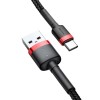 CABLU alimentare si date Baseus Cafule, Fast Charging Data Cable pt. smartphone, USB la USB Type-C 2A, 3m, rosu+negru 